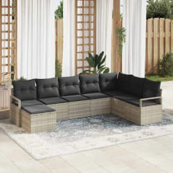 vidaXL Ensemble de canapé de jardin avec coussin 7 pcs Gris clair