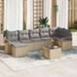 Ensemble de Canapé de Jardin 8 Pièces avec Coussins Noir Rattan Poly