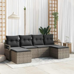vidaXL Ensemble de canapé de jardin avec coussin 6 pcs Gris