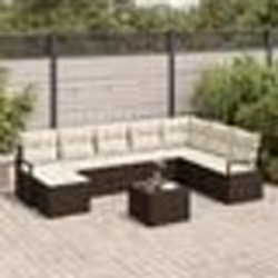 Ensemble de canapé de jardin 8 pièces avec coussins en poly rotin gris