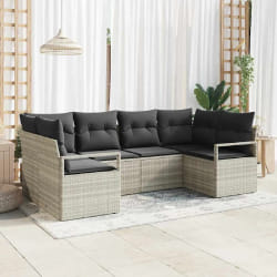 vidaXL Ensemble de canapé de jardin avec coussin 6 pcs Gris clair