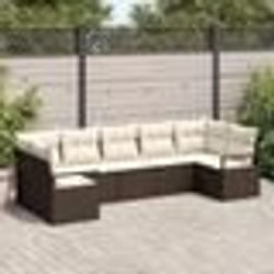 Ensemble de Canapé de Jardin 7 Pièces avec Coussins Marron vidaXL