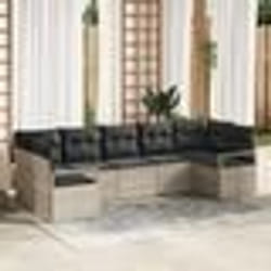 Canapé de jardin 7 pièces avec coussins gris clair en poly rotin