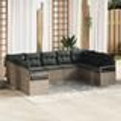 Canapé de Jardin 9 pièces vidaXL avec Coussins Gris Poly Rattan