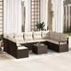 Canapé de jardin 9 pièces avec coussins gris poly rattan