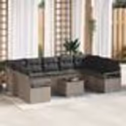 Ensemble de Canapé de Jardin 9 Pièces avec Coussins Rattan Poly Noir