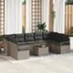 Ensemble de Canapé de Jardin 9 Pièces avec Coussins Rattan Poly Noir