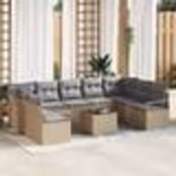 Ensemble de Canapé de Jardin 10 Pièces avec Coussins Noir Poly Rattan
