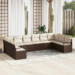 vidaXL Ensemble de canapé de jardin 10 pcs Marron et Crème
