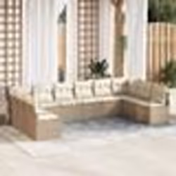 Ensemble Canapé de Jardin 10 Pièces avec Coussins Beige Poly Rattan