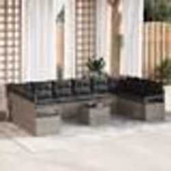 Set de canapé de jardin vidaXL 11 pièces avec coussins Gris Rattan Poly