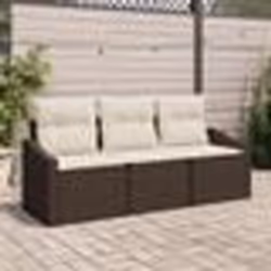 vidaXL Ensemble de salle à manger de jardin 3 pièces avec coussins en poly rattan marron