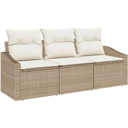 vidaXL Set de repas de jardin 3 pièces avec coussins en poly rotin beige