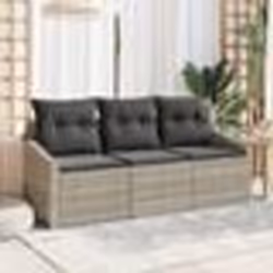 vidaXL Ensemble de salle à manger de jardin 3 pièces avec coussins gris clair en poly rotin