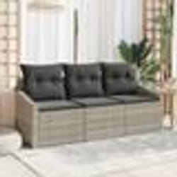 vidaXL Ensemble de salle à manger de jardin 3 pièces avec coussins gris clair en poly rotin