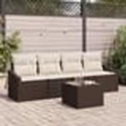 vidaXL Ensemble de salle à manger de jardin 5 pièces avec coussins brun en poly rattan