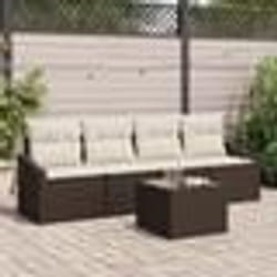 vidaXL Ensemble de salle à manger de jardin 5 pièces avec coussins brun en poly rattan