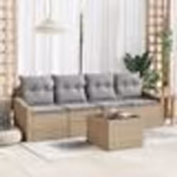 vidaXL Ensemble de jardin 5 pièces avec coussins beige en polyrotin