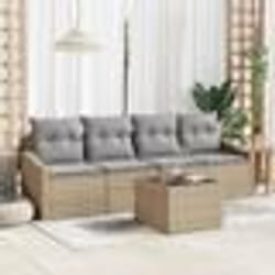 vidaXL Ensemble de jardin 5 pièces avec coussins beige en polyrotin