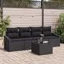 vidaXL Ensemble de Salle à Manger de Jardin 5 Pièces avec Coussins en Poly Rattan Noir