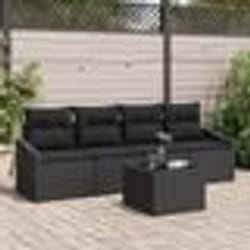 vidaXL Ensemble de Salle à Manger de Jardin 5 Pièces avec Coussins en Poly Rattan Noir