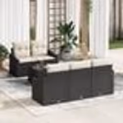 vidaXL Set de canapés de jardin 6 pièces avec coussins en rotin noir