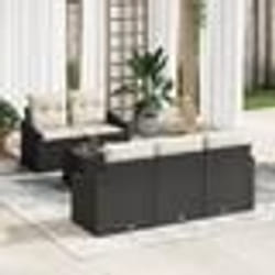 vidaXL Set de canapés de jardin 6 pièces avec coussins en rotin noir