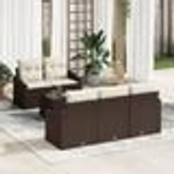 vidaXL Ensemble de canapé de jardin 6 pièces avec coussins marron en polyrotin