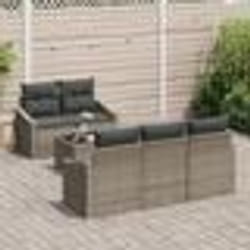 vidaXL Ensemble de jardin 6 pièces avec coussins en polyrotin gris