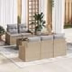 vidaXL Set de canapé de jardin 6 pièces avec coussins en rotin synthétique beige
