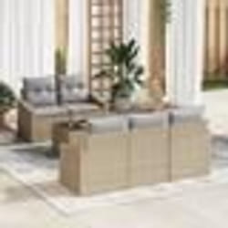 vidaXL Set de canapé de jardin 6 pièces avec coussins en rotin synthétique beige