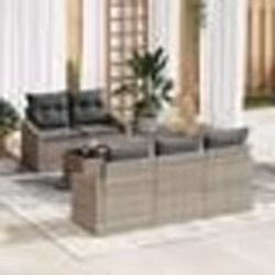 vidaXL Ensemble de canapés de jardin 6 pièces avec coussins gris clair en poly rattan