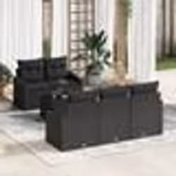 vidaXL Ensemble de canapés de jardin 6 pièces avec coussins en rotin noir