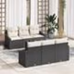vidaXL Canapé de jardin 7 pièces avec coussins noir en poly rotin