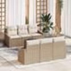 vidaXL Canapé de Jardin 7 Pièces en Rattan Synthétique avec Coussins Beiges