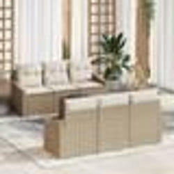 vidaXL Canapé de Jardin 7 Pièces en Rattan Synthétique avec Coussins Beiges