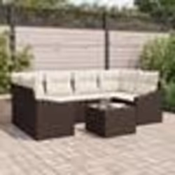 vidaXL Set de salle à manger de jardin en 7 pièces avec des coussins en poly rotin marron