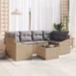 vidaXL Ensemble de jardin 7 pièces avec coussins en polyrotin beige