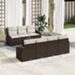 vidaXL Ensemble repas jardin 8 pièces avec coussins en poly rotin marron
