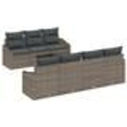vidaXL Set de salle à manger de jardin 8 pièces avec des coussins gris en polyrotin