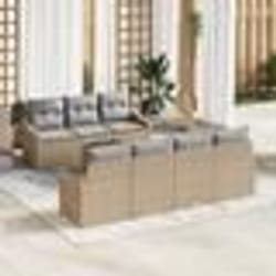vidaXL Ensemble de jardin 8 pièces avec coussins beige en poly rotin