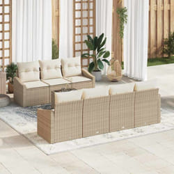 vidaXL Set de jardin 8 pièces avec coussins en poly rotin beige
