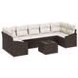 vidaXL Ensemble de Canapé de Jardin 8 Pièces avec Coussins Marron en Rattan Synthétique