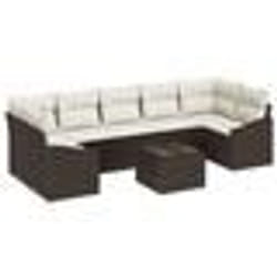 vidaXL Ensemble de Canapé de Jardin 8 Pièces avec Coussins Marron en Rattan Synthétique