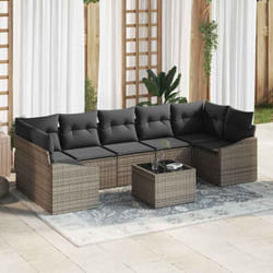 vidaXL Ensemble de canapés de jardin 8 pièces en poly rotin gris