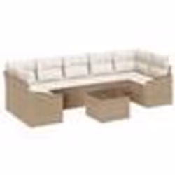 vidaXL Ensemble de salon de jardin 8 pièces avec coussins beiges en rattan synthétique
