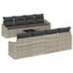 vidaXL Set de canapé de jardin de 7 pièces avec coussins gris clair en rattan synthétique