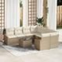 vidaXL Ensemble de salle à manger de jardin de 9 pièces avec coussins en poly rotin beige