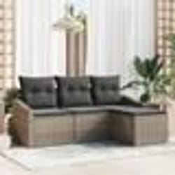 vidaXL Ensemble de canapé de jardin 4 pièces avec coussins en rotin polyuréthane gris