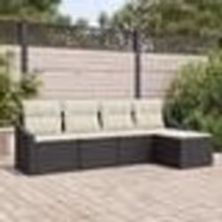 vidaXL Ensemble de repas de jardin 5 pièces avec coussins en poly rotin noir